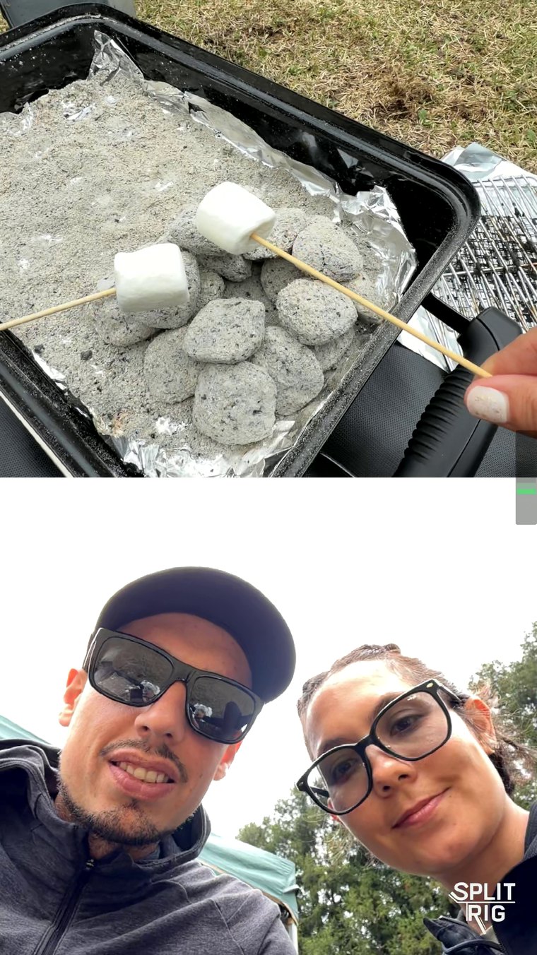 SplitRig recording in Split Screen: the rear-camera scene on top and the front camera below, together in one frame